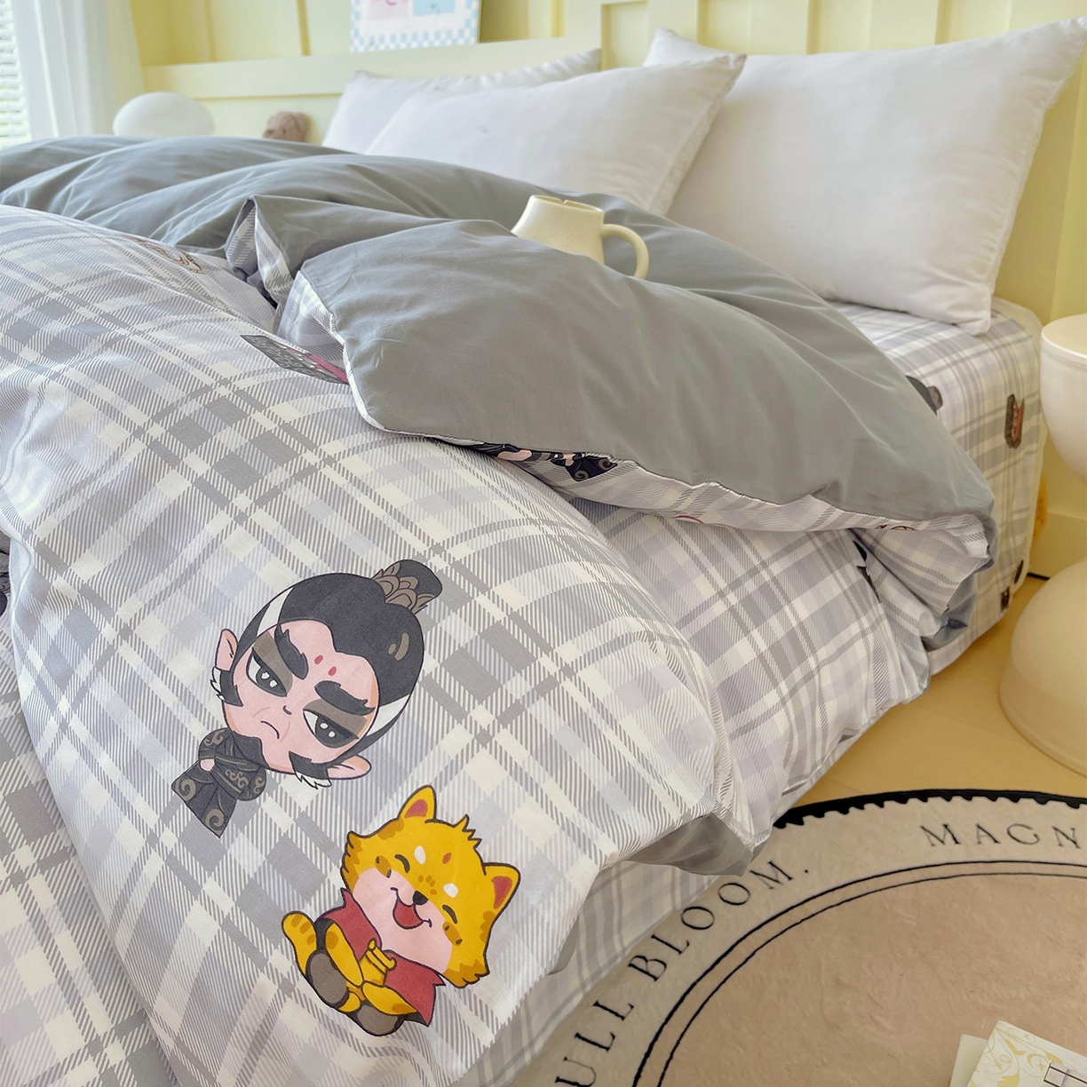 91家纺网 家纺一手货源 找家纺 金鑫汇家纺 2026新款13070全棉单品套件系列-单品：单被套 无畏申公豹-灰