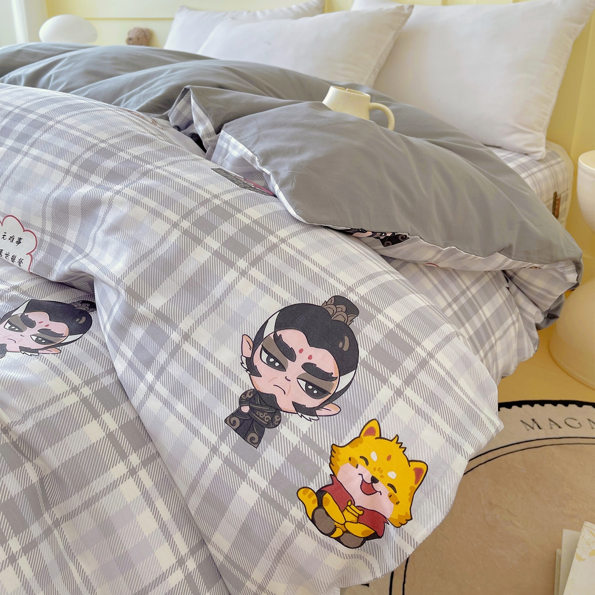 91家纺网 家纺一手货源 找家纺 金鑫汇家纺 2026新款13070全棉单品套件系列-单品：单被套 无畏申公豹-灰