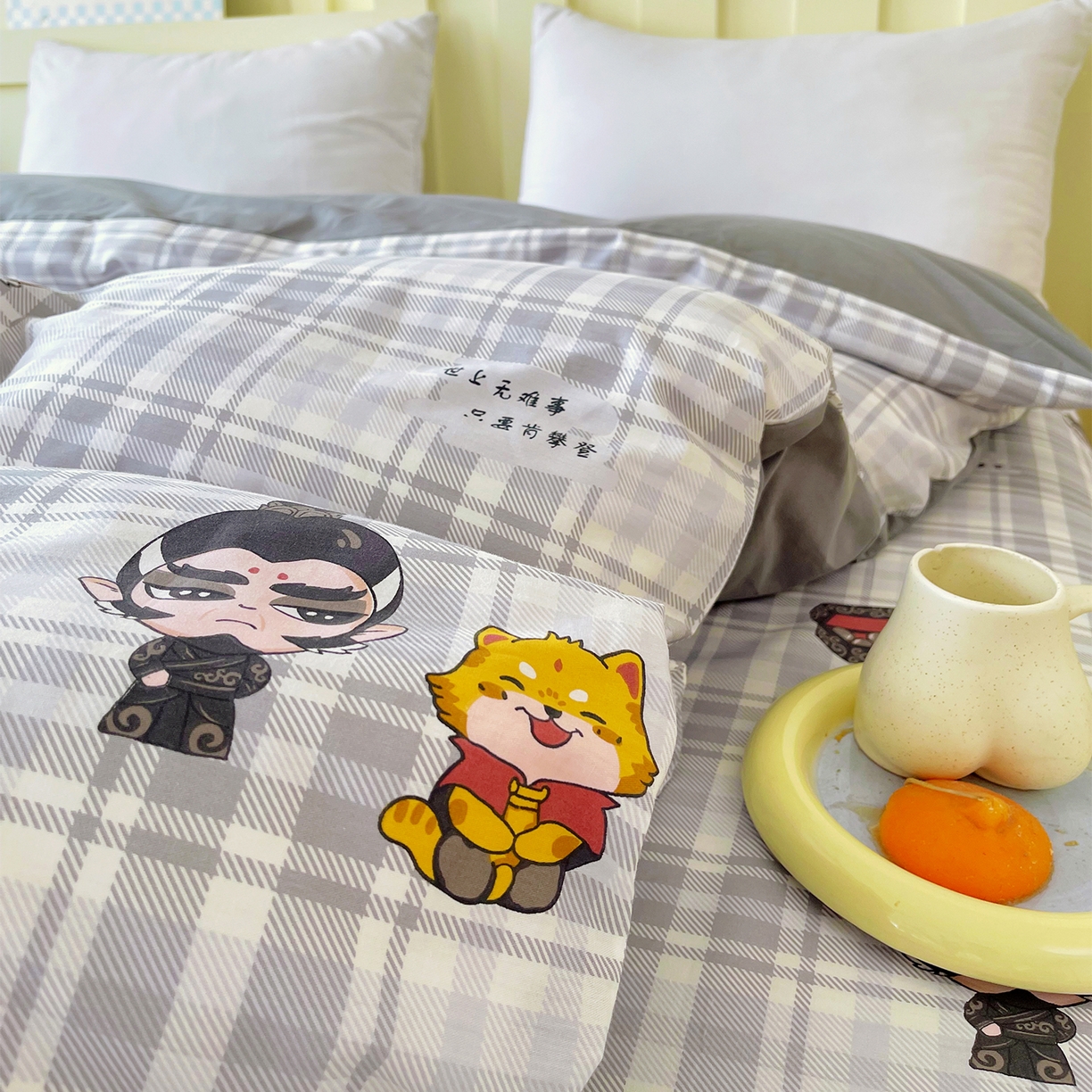 91家纺网 家纺一手货源 找家纺 金鑫汇家纺 2026新款13070全棉单品套件系列-单品：单被套 无畏申公豹-灰