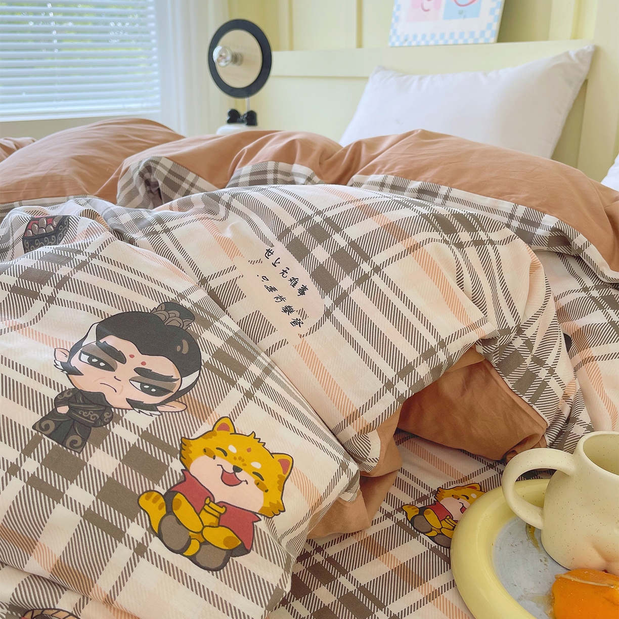 91家纺网 家纺一手货源 找家纺 金鑫汇家纺 2026新款13070全棉单品套件系列-单品：单被套 无畏申公豹-咖