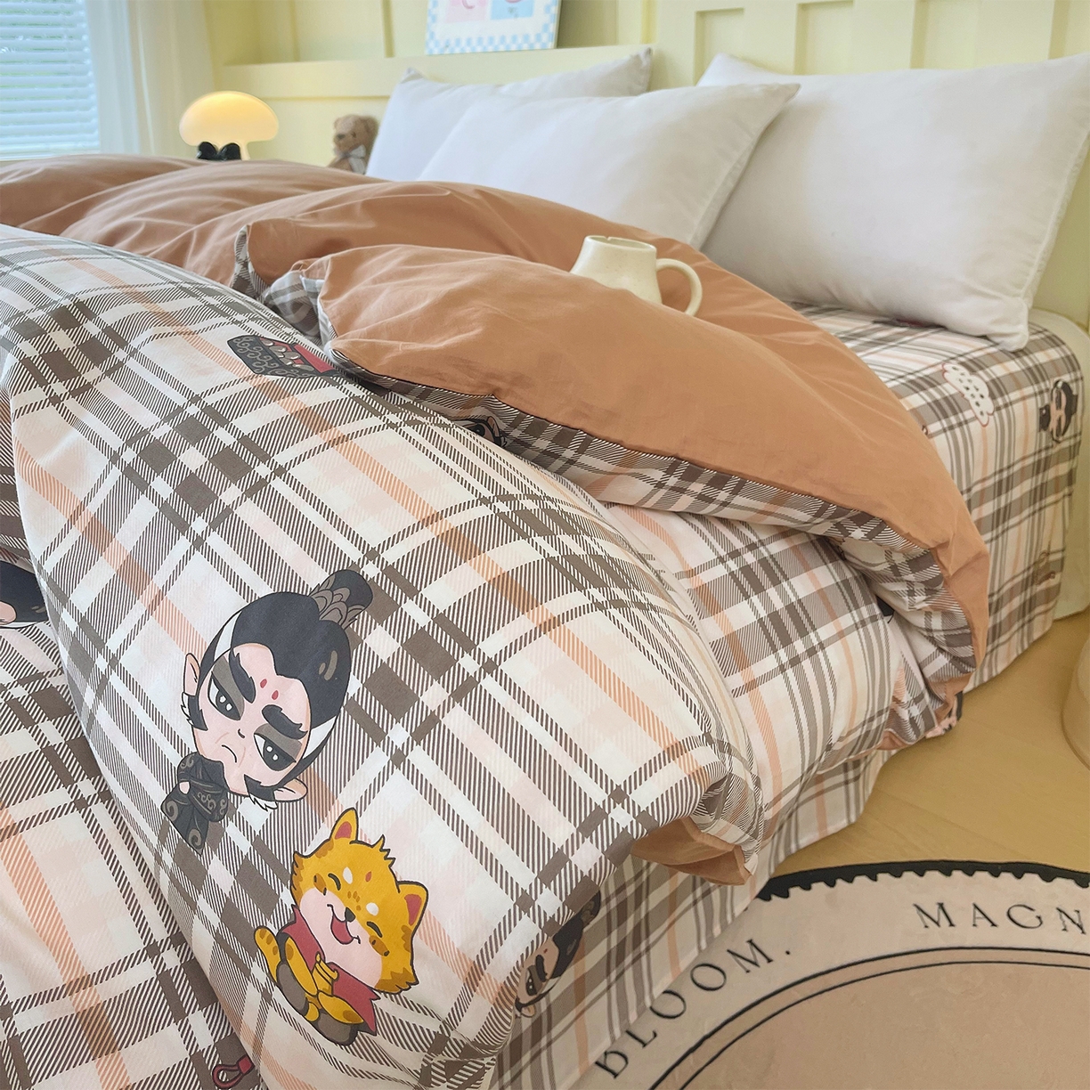 91家纺网 家纺一手货源 找家纺 金鑫汇家纺 2026新款13070全棉单品套件系列-单品：单被套 无畏申公豹-咖