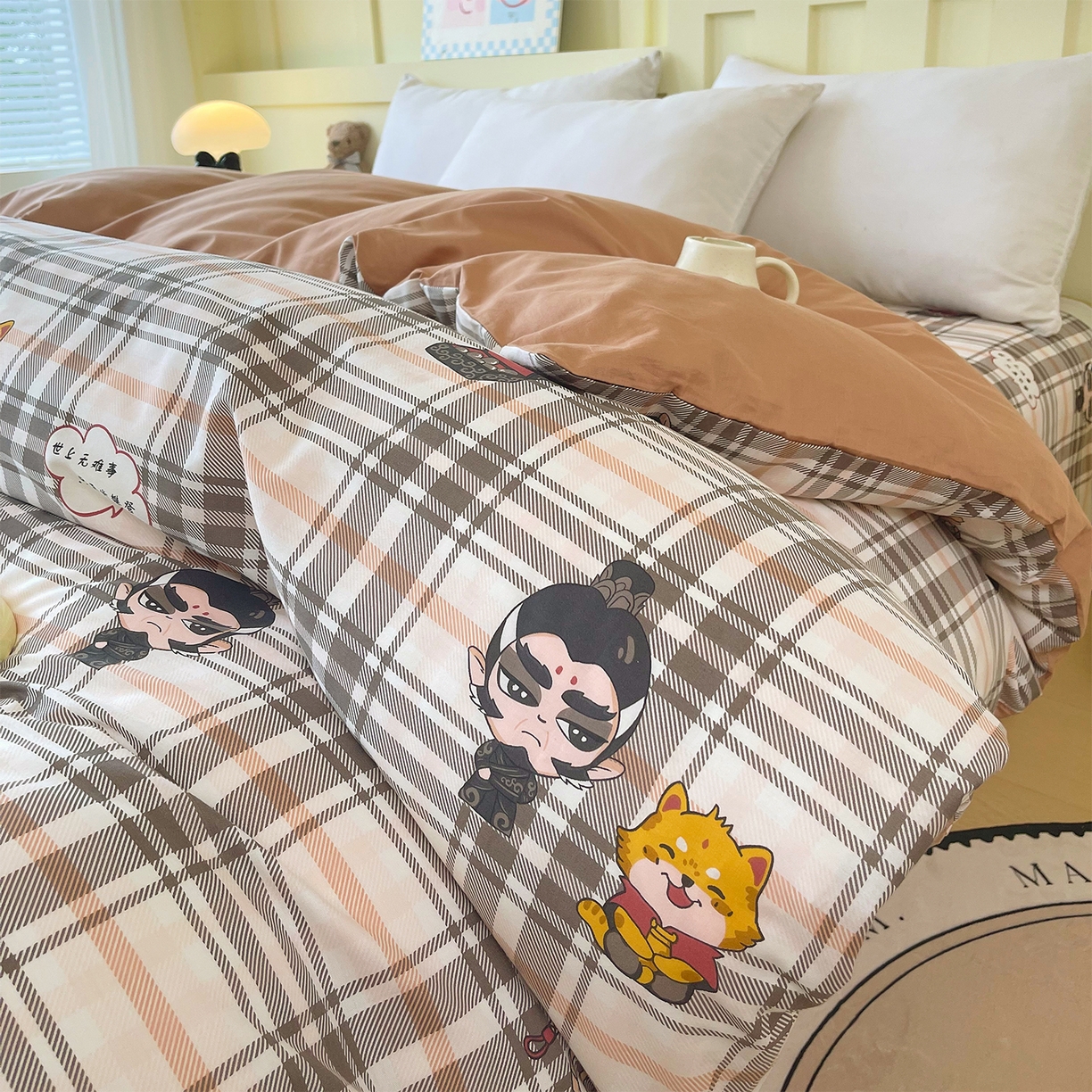 91家纺网 家纺一手货源 找家纺 金鑫汇家纺 2026新款13070全棉单品套件系列-单品：单被套 无畏申公豹-咖