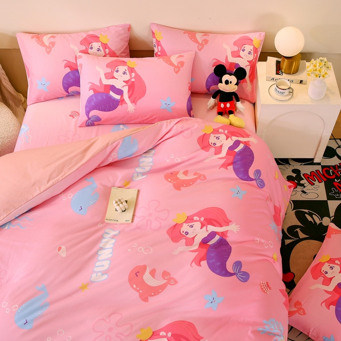 91家纺网 家纺一手货源 找家纺 金鑫汇家纺 2026新款13070全棉单品套件系列-单品：单被套 小美人鱼