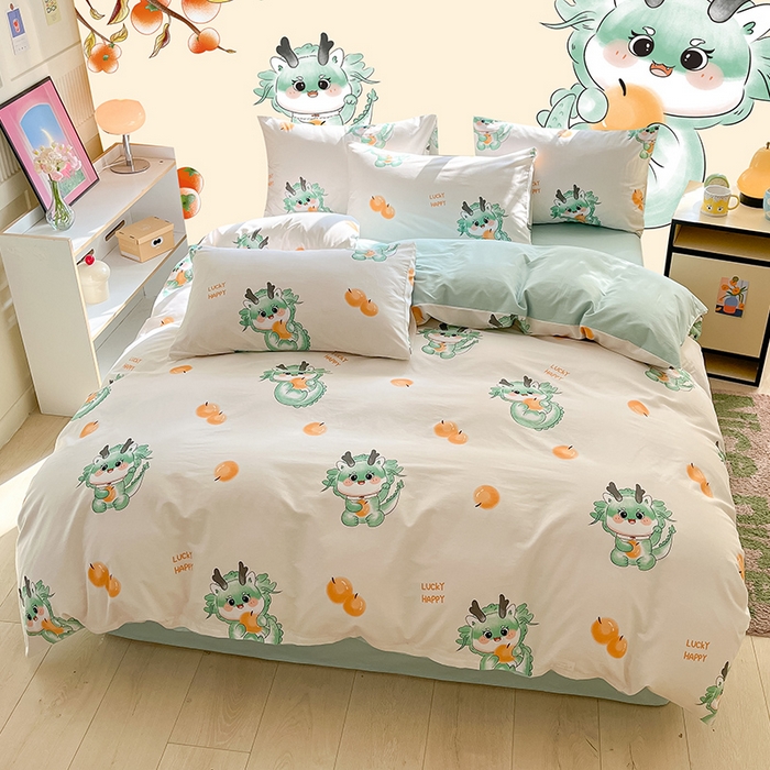 91家纺网 家纺一手货源 找家纺 金鑫汇家纺 2026新款13070全棉单品套件系列-单品：单被套 小青龙