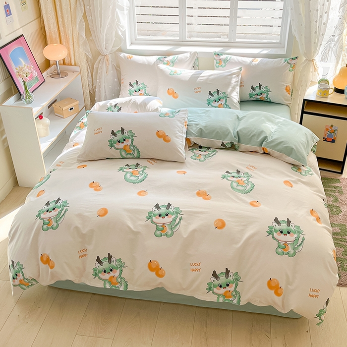 91家纺网 家纺一手货源 找家纺 金鑫汇家纺 2026新款13070全棉单品套件系列-单品：单被套 小青龙