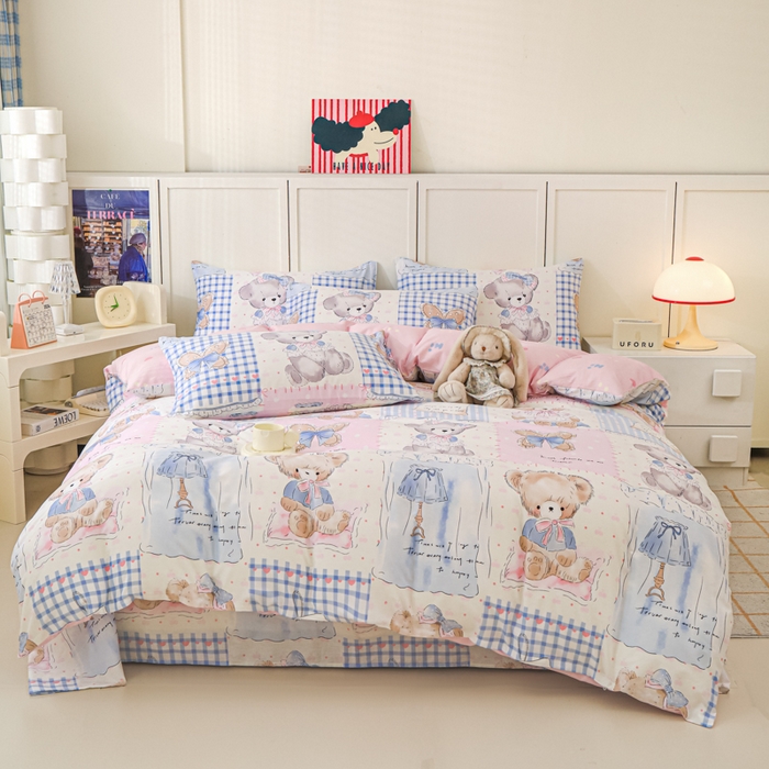 91家纺网 家纺一手货源 找家纺 金鑫汇家纺 2026新款13070全棉单品套件系列-单品：单被套 熊熊精灵