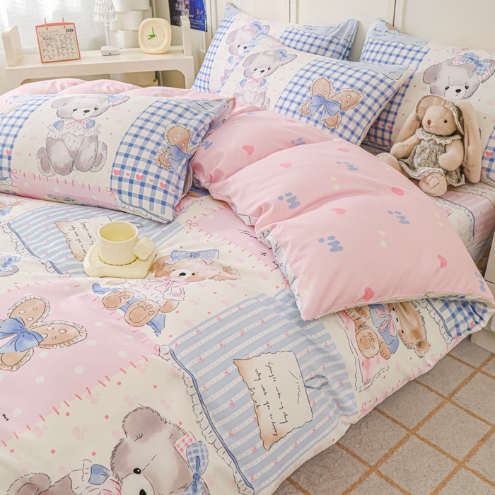 91家纺网 家纺一手货源 找家纺 金鑫汇家纺 2026新款13070全棉单品套件系列-单品：单被套 熊熊精灵