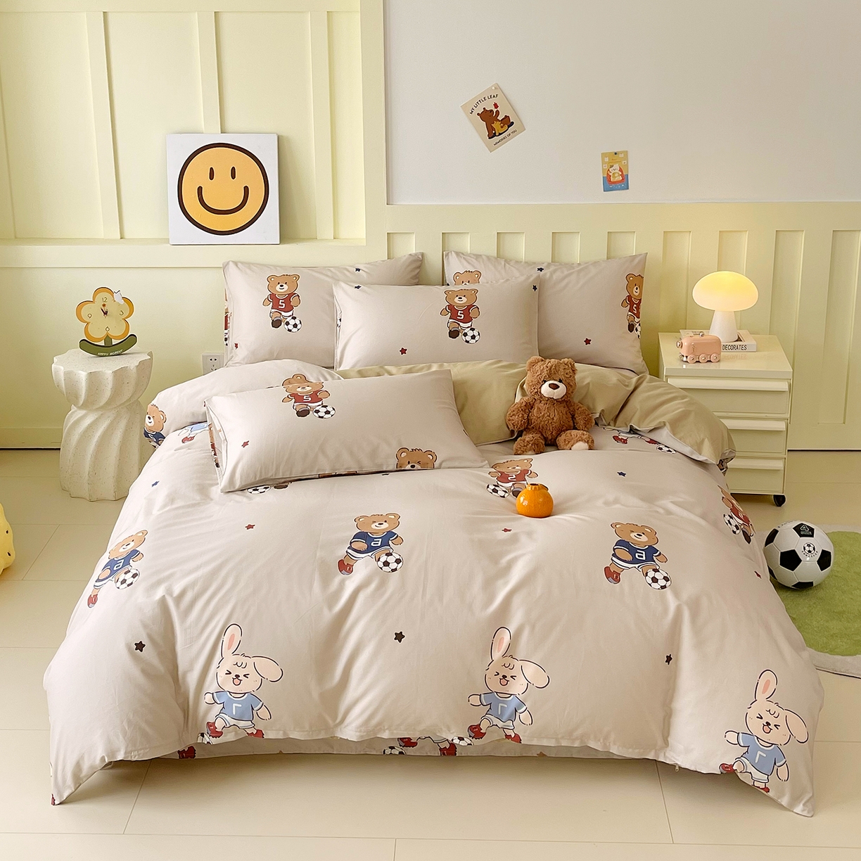 91家纺网 家纺一手货源 找家纺 金鑫汇家纺 2026新款13070全棉单品套件系列-单品：单被套 友谊足球