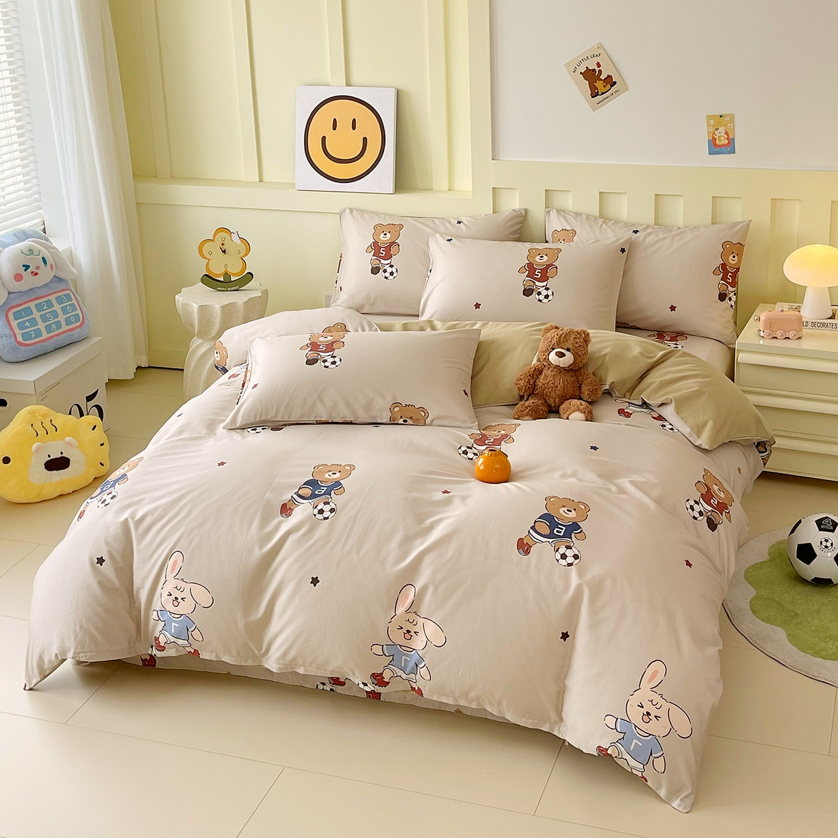 91家纺网 家纺一手货源 找家纺 金鑫汇家纺 2026新款13070全棉单品套件系列-单品：单被套 友谊足球