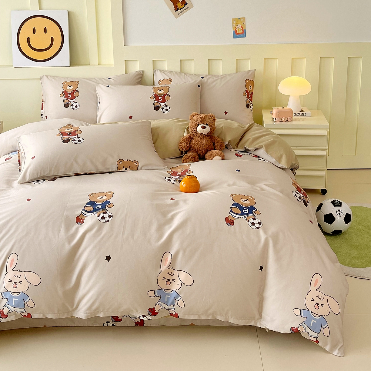 91家纺网 家纺一手货源 找家纺 金鑫汇家纺 2026新款13070全棉单品套件系列-单品：单被套 友谊足球