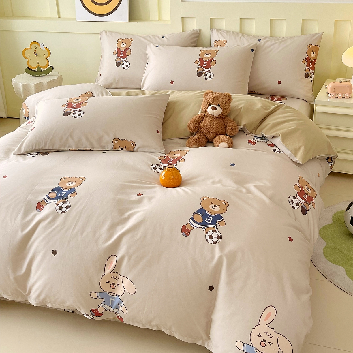 91家纺网 家纺一手货源 找家纺 金鑫汇家纺 2026新款13070全棉单品套件系列-单品：单被套 友谊足球