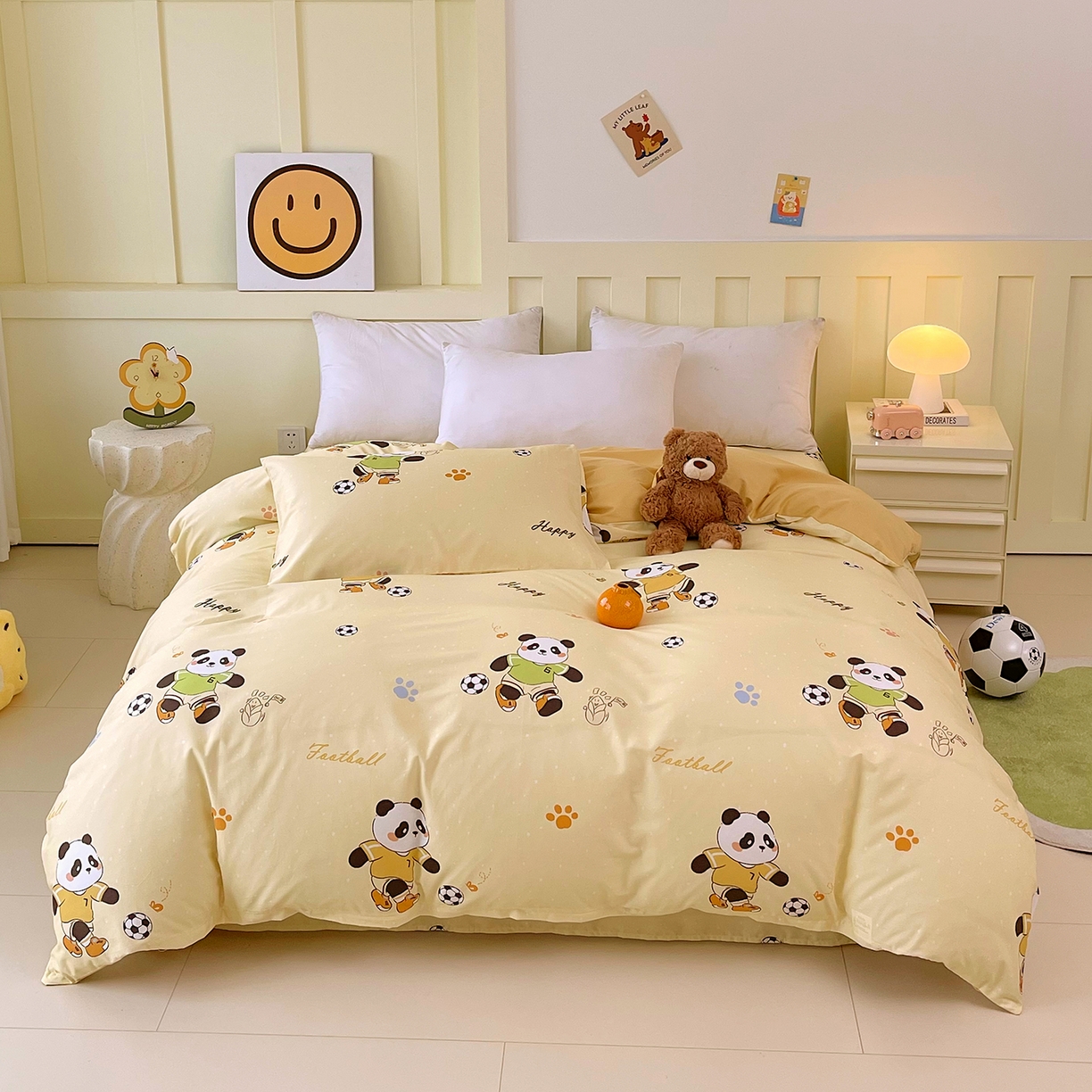 91家纺网 家纺一手货源 找家纺 金鑫汇家纺 2026新款13070全棉单品套件系列-单品：单被套 足球争霸赛-黄