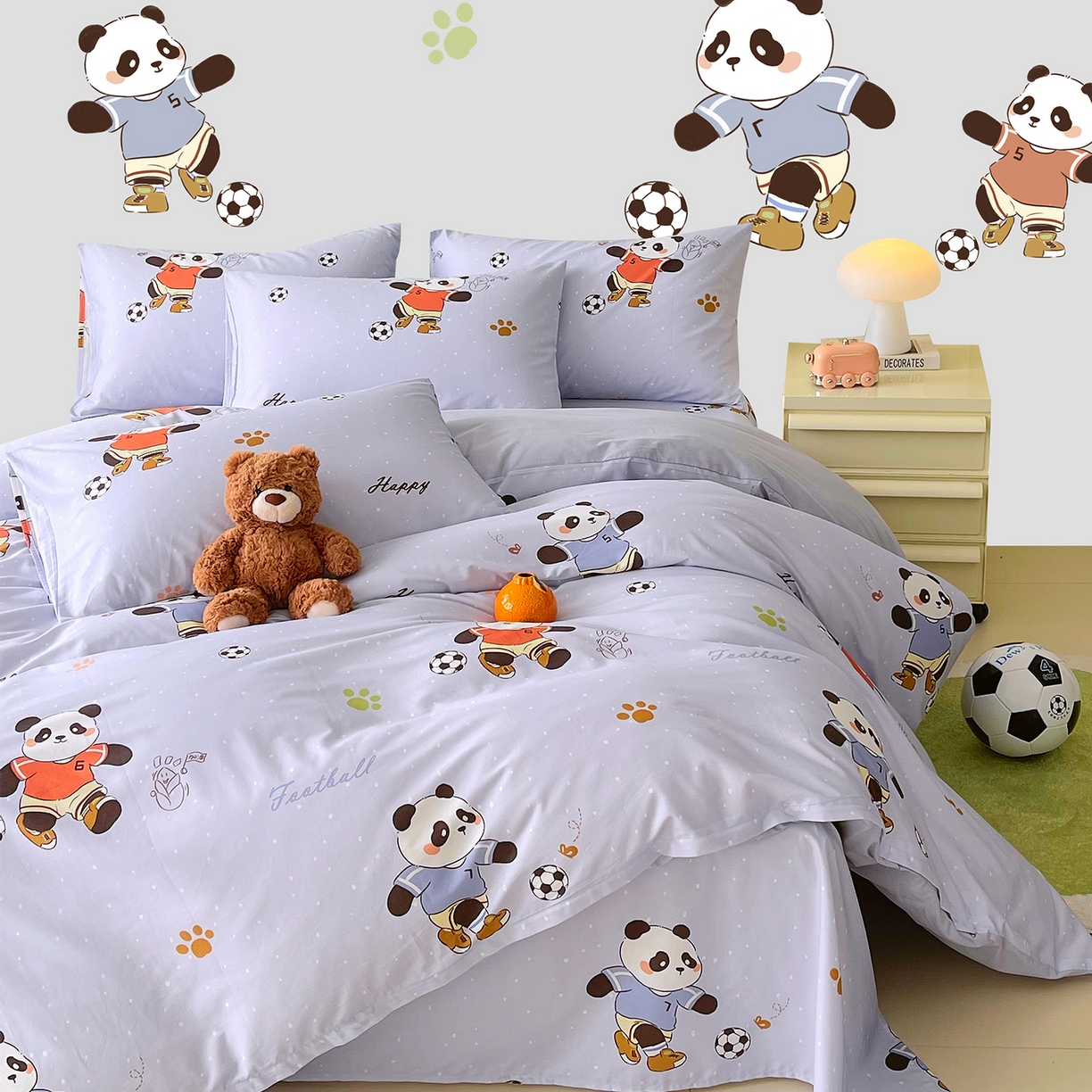 91家纺网 家纺一手货源 找家纺 金鑫汇家纺 2026新款13070全棉单品套件系列-单品：单被套 足球争霸赛-灰