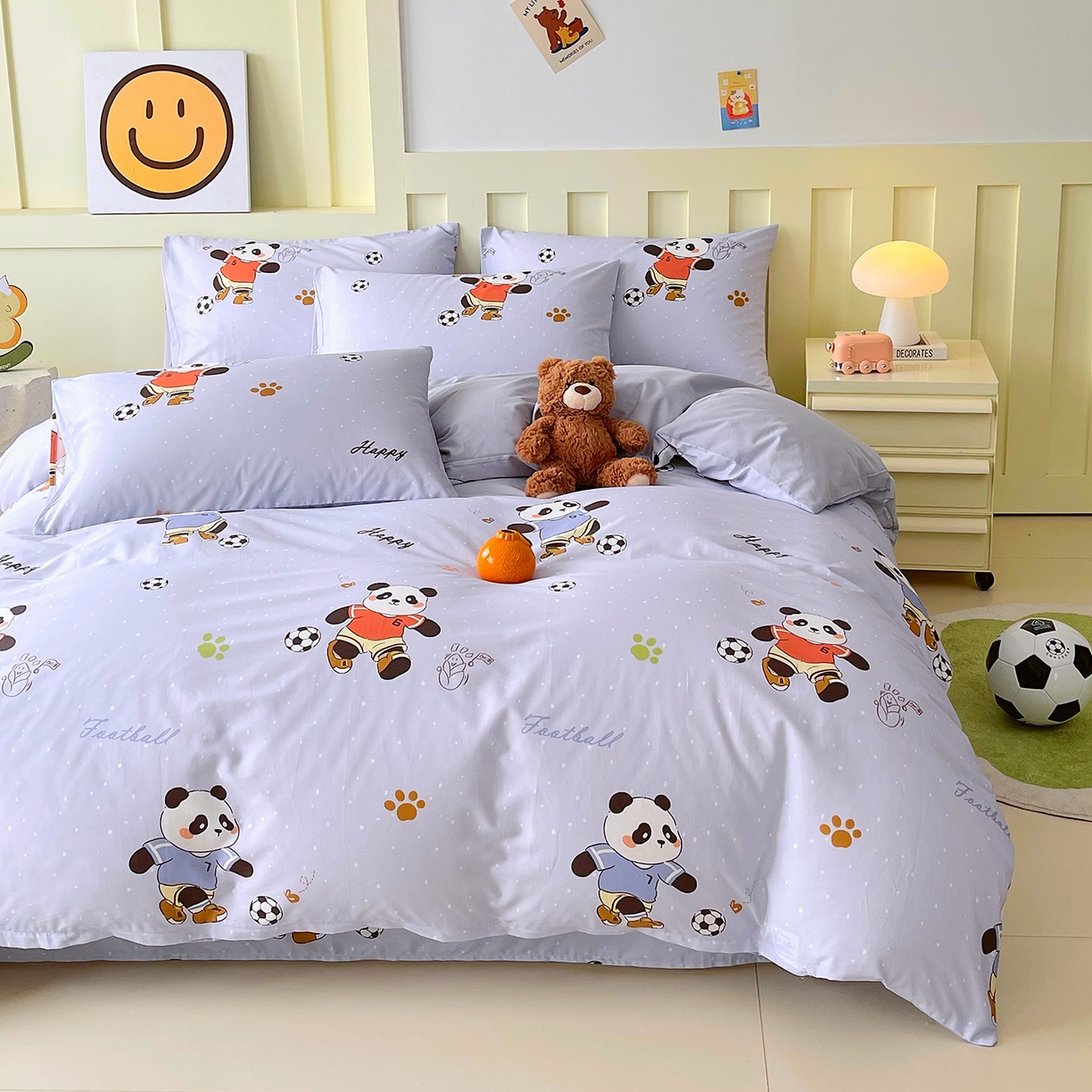 91家纺网 家纺一手货源 找家纺 金鑫汇家纺 2026新款13070全棉单品套件系列-单品：单被套 足球争霸赛-灰