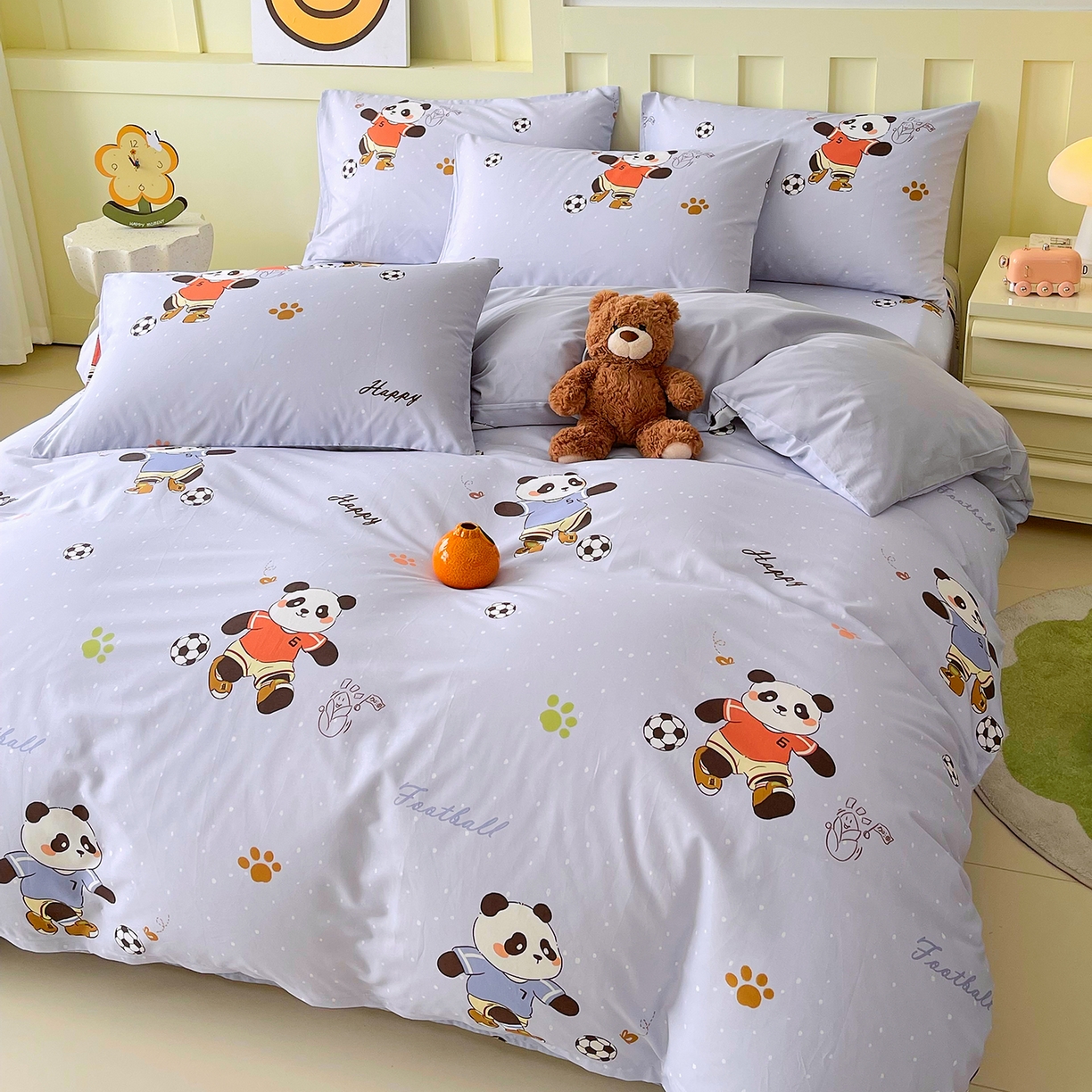 91家纺网 家纺一手货源 找家纺 金鑫汇家纺 2026新款13070全棉单品套件系列-单品：单被套 足球争霸赛-灰