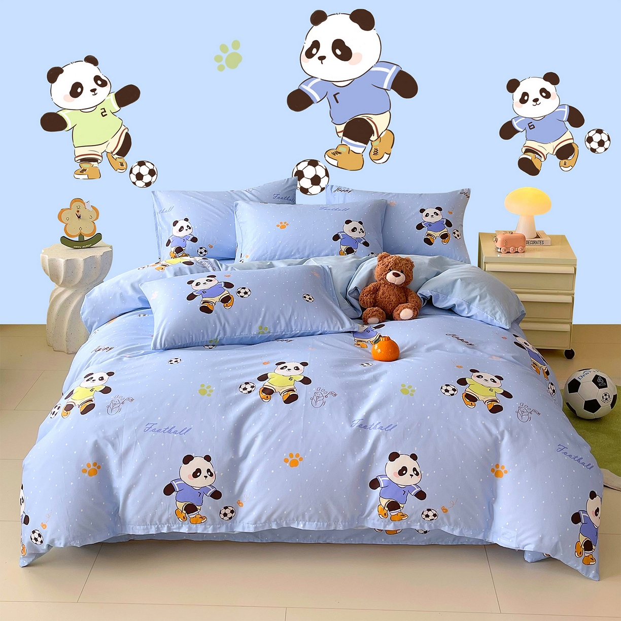 91家纺网 家纺一手货源 找家纺 金鑫汇家纺 2026新款13070全棉单品套件系列-单品：单被套 足球争霸赛-蓝