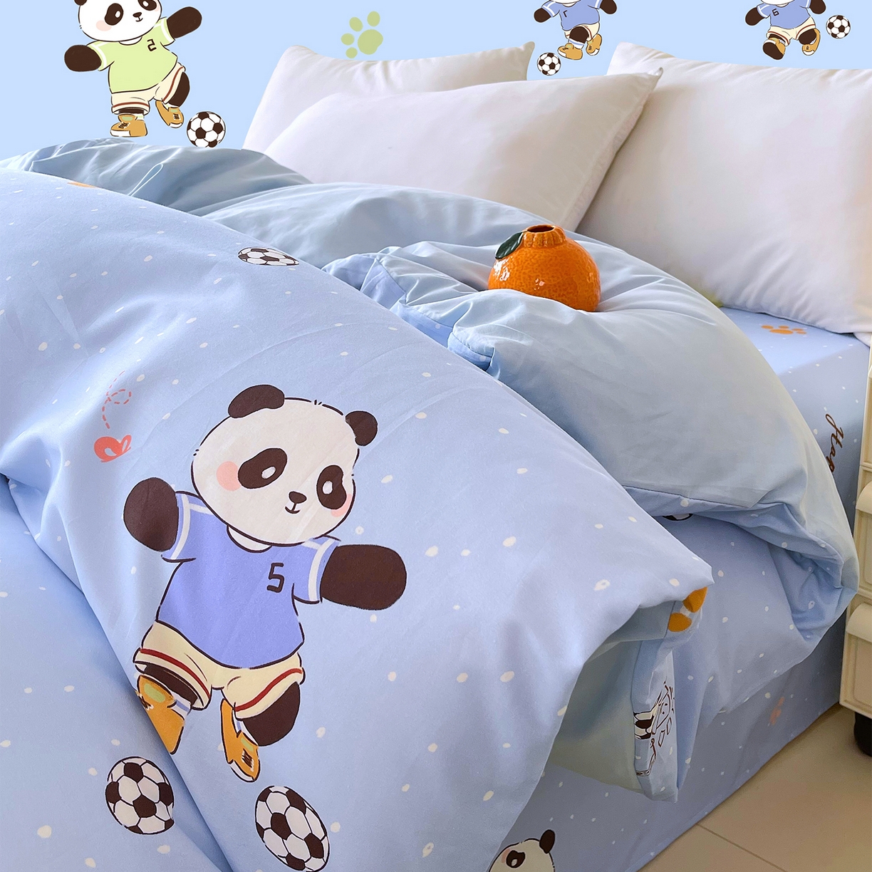 91家纺网 家纺一手货源 找家纺 金鑫汇家纺 2026新款13070全棉单品套件系列-单品：单被套 足球争霸赛-蓝