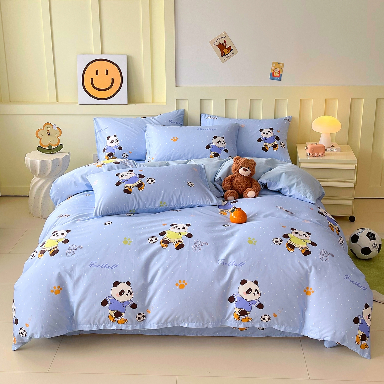 91家纺网 家纺一手货源 找家纺 金鑫汇家纺 2026新款13070全棉单品套件系列-单品：单被套 足球争霸赛-蓝