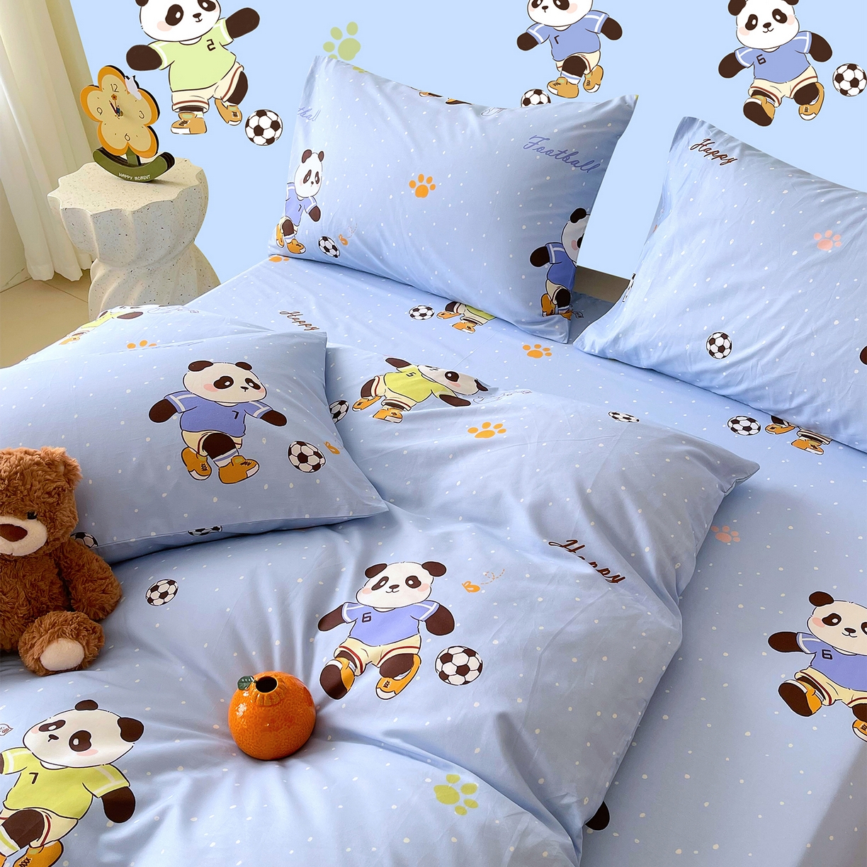 91家纺网 家纺一手货源 找家纺 金鑫汇家纺 2026新款13070全棉单品套件系列-单品：单被套 足球争霸赛-蓝