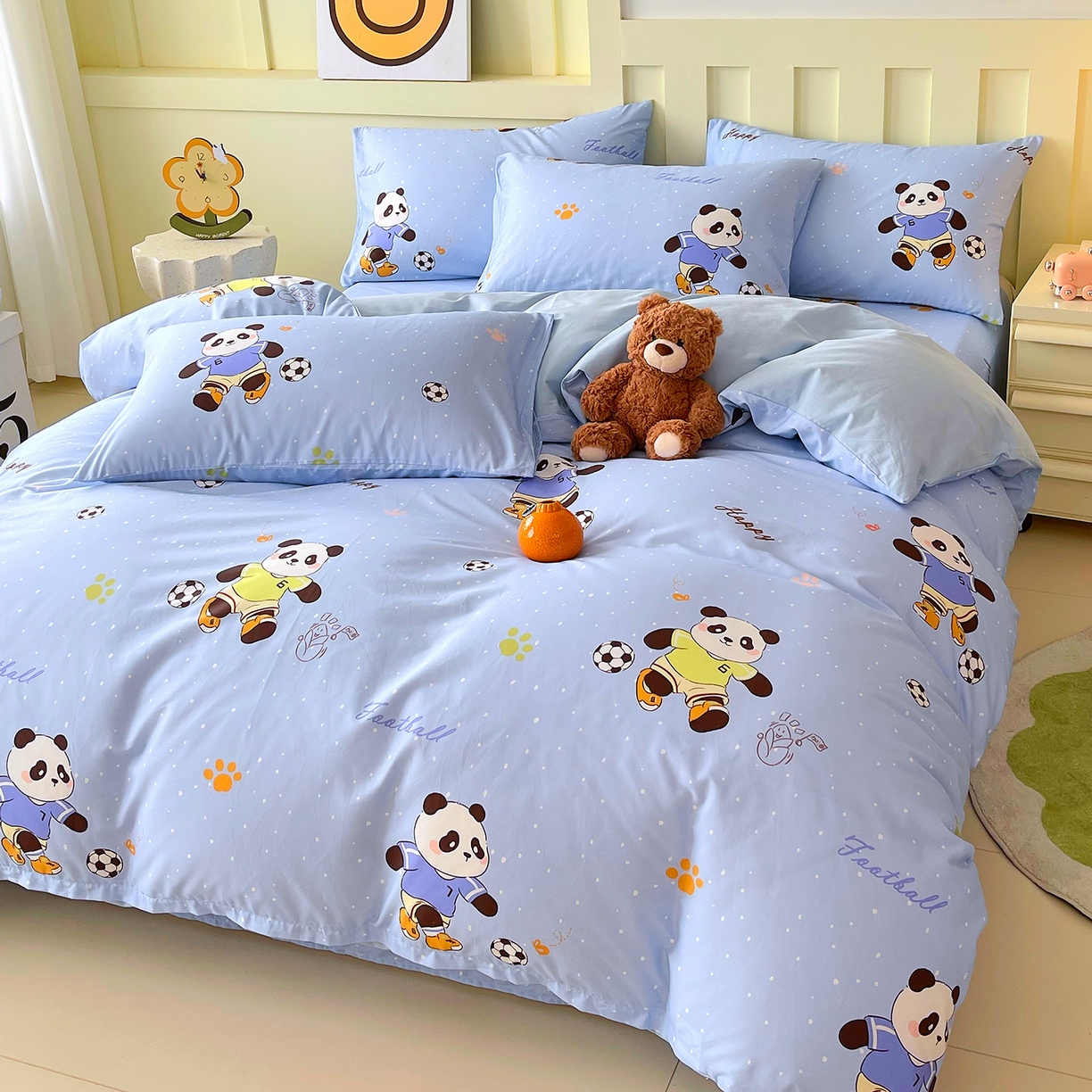 91家纺网 家纺一手货源 找家纺 金鑫汇家纺 2026新款13070全棉单品套件系列-单品：单被套 足球争霸赛-蓝