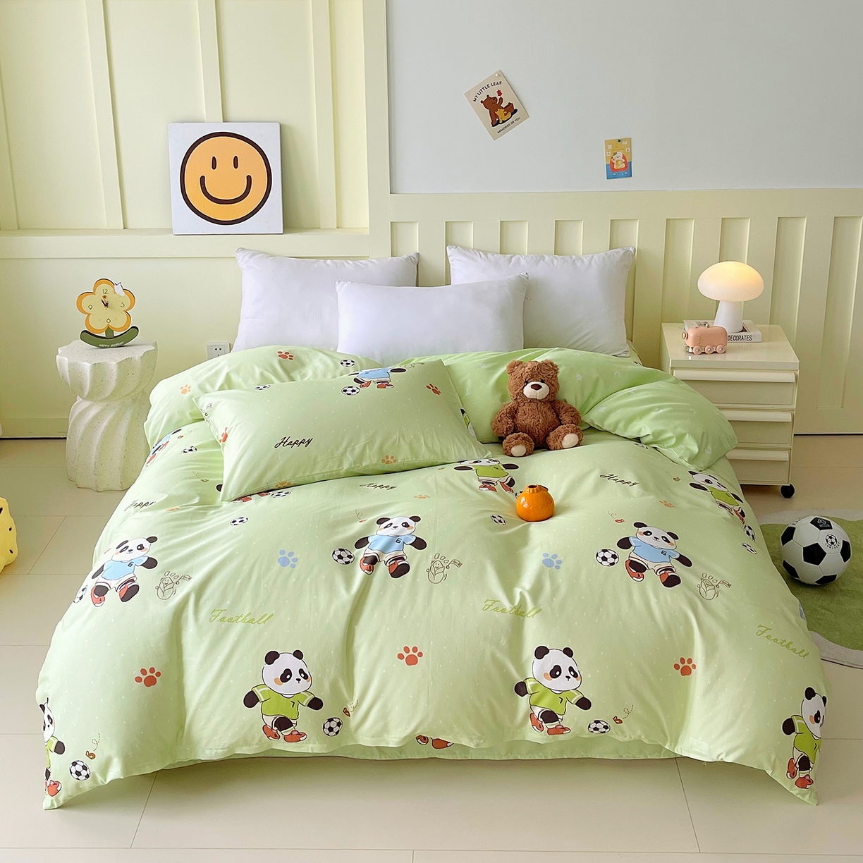 91家纺网 家纺一手货源 找家纺 金鑫汇家纺 2026新款13070全棉单品套件系列-单品：单被套 足球争霸赛-绿