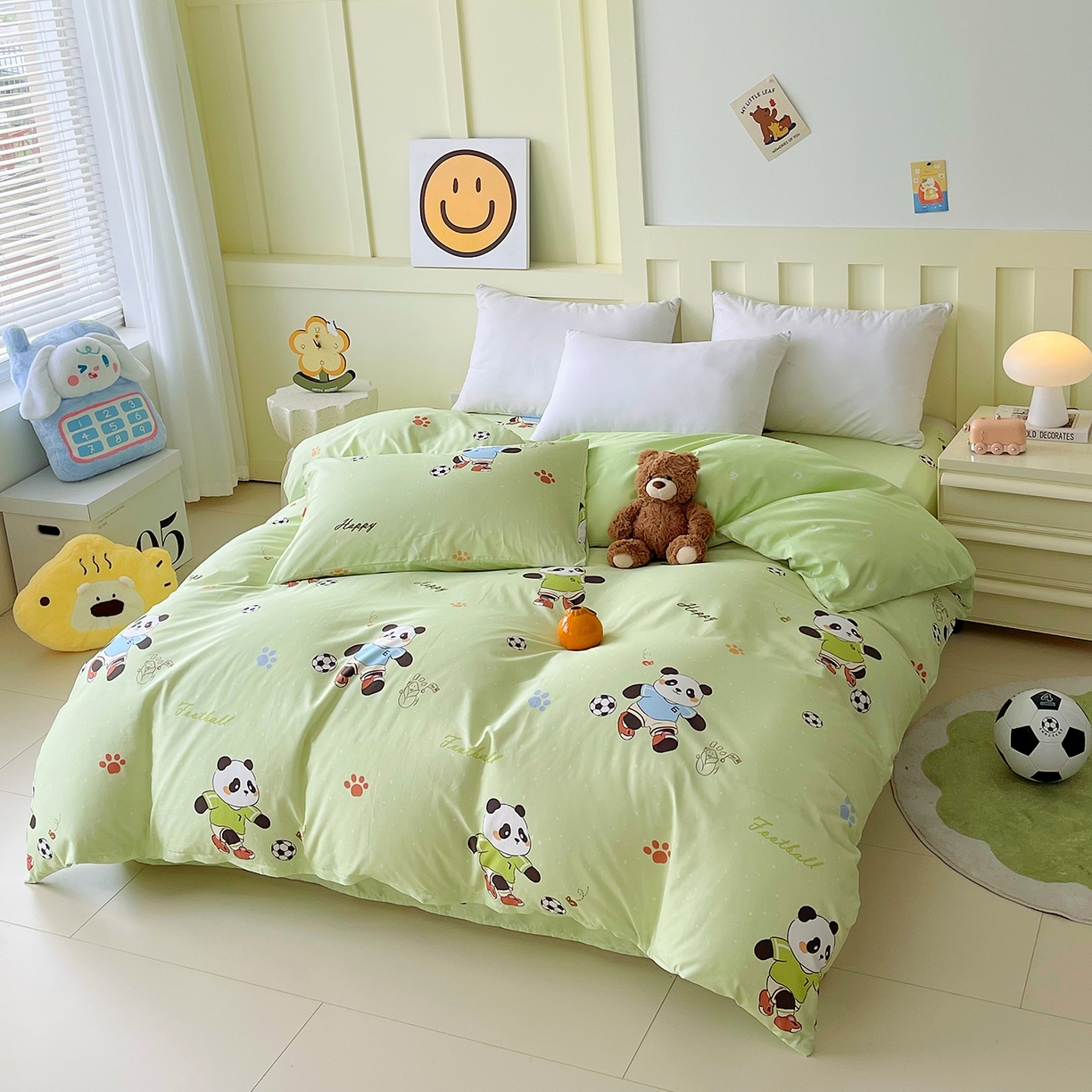 91家纺网 家纺一手货源 找家纺 金鑫汇家纺 2026新款13070全棉单品套件系列-单品：单被套 足球争霸赛-绿