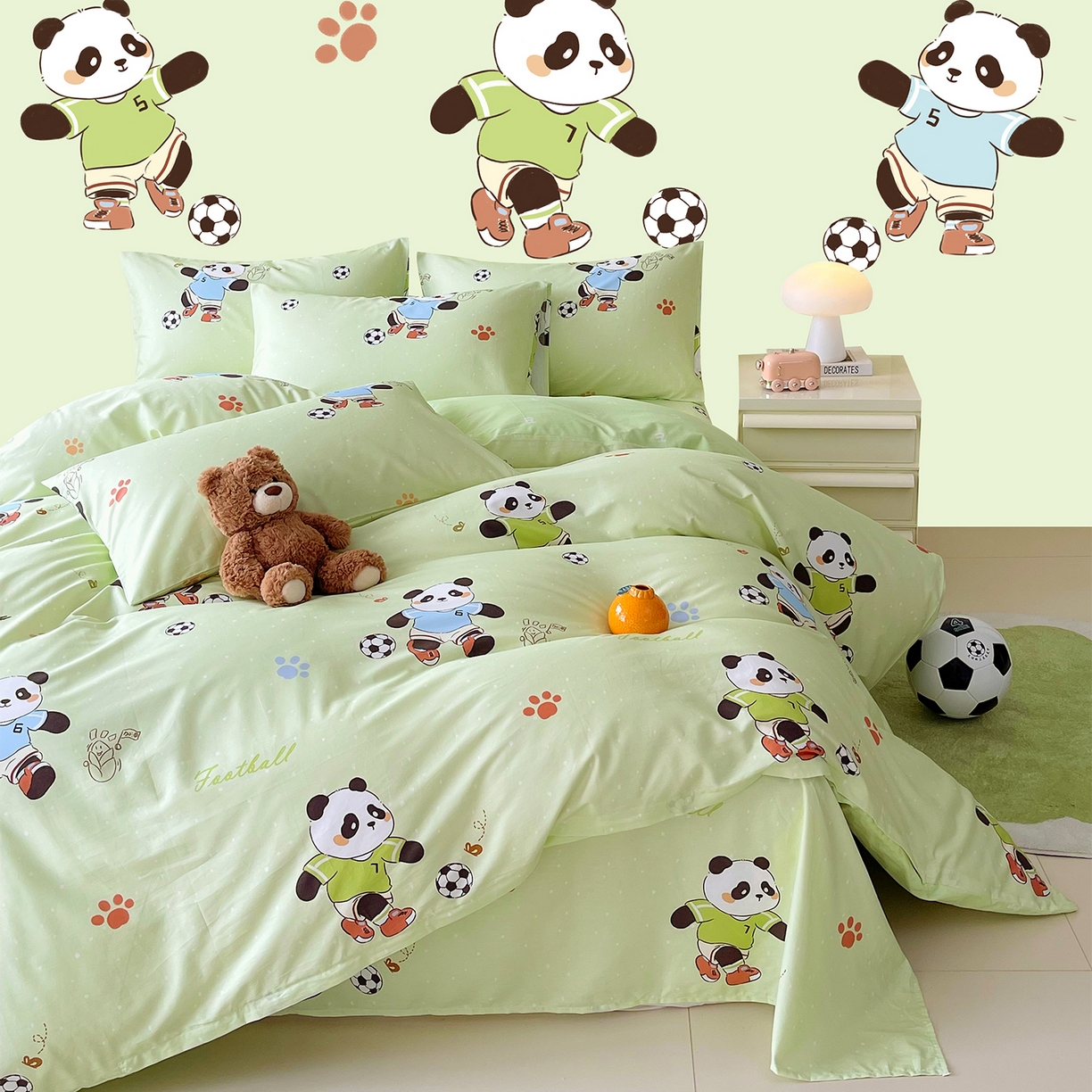 91家纺网 家纺一手货源 找家纺 金鑫汇家纺 2026新款13070全棉单品套件系列-单品：单被套 足球争霸赛-绿