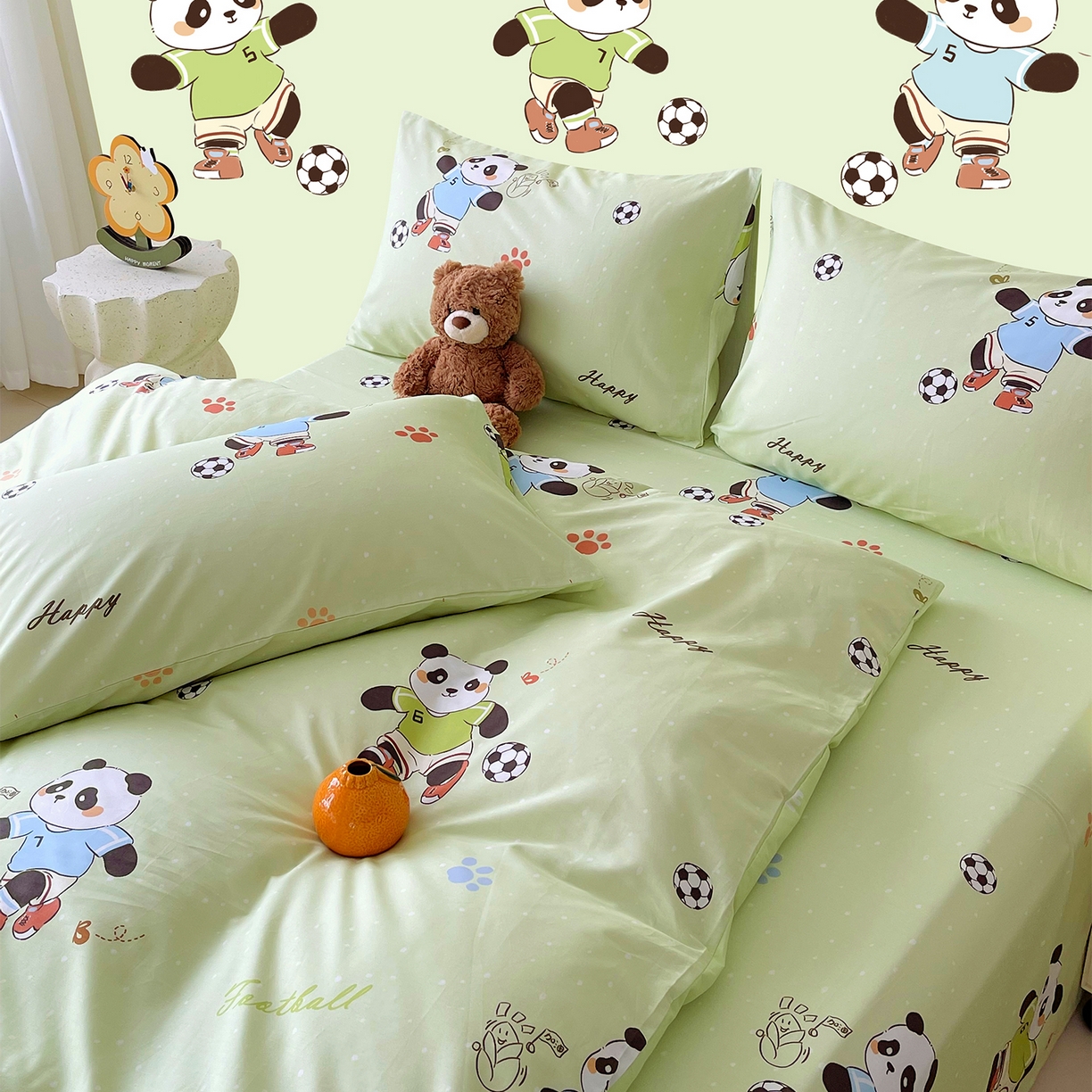 91家纺网 家纺一手货源 找家纺 金鑫汇家纺 2026新款13070全棉单品套件系列-单品：单被套 足球争霸赛-绿