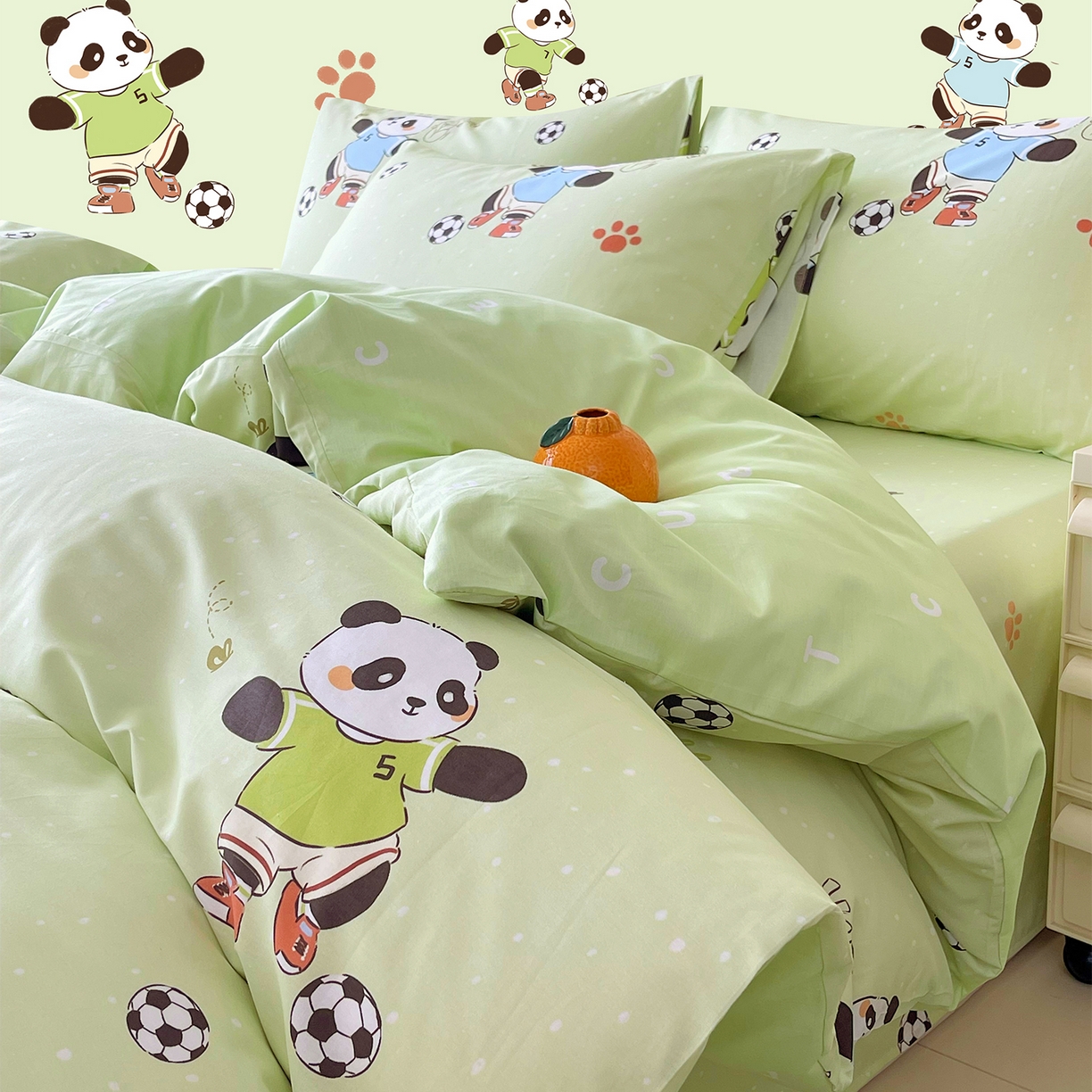 91家纺网 家纺一手货源 找家纺 金鑫汇家纺 2026新款13070全棉单品套件系列-单品：单被套 足球争霸赛-绿