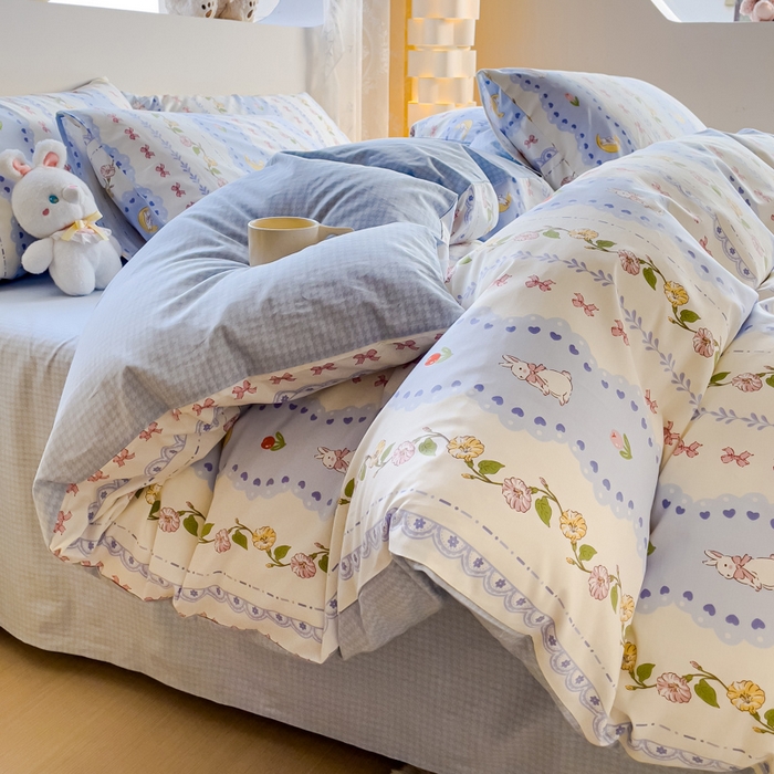 91家纺网 家纺一手货源 找家纺 金鑫汇家纺 2026新款13070全棉单品套件系列-套件：四件套 梨园花香