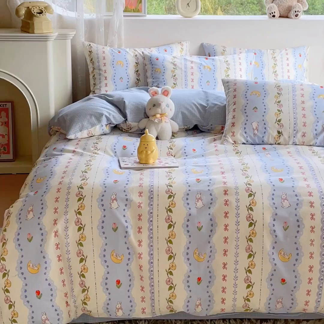 91家纺网 家纺一手货源 找家纺 金鑫汇家纺 2026新款13070全棉单品套件系列-套件：四件套 梨园花香