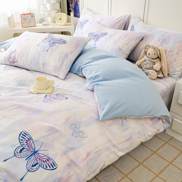 91家纺网 家纺一手货源 找家纺 金鑫汇家纺 2026新款13070全棉单品套件系列-套件：四件套 梦蝶