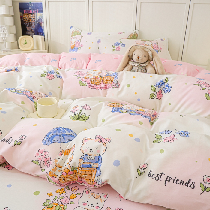 91家纺网 家纺一手货源 找家纺 金鑫汇家纺 2026新款13070全棉单品套件系列-套件：四件套 喵喵日记