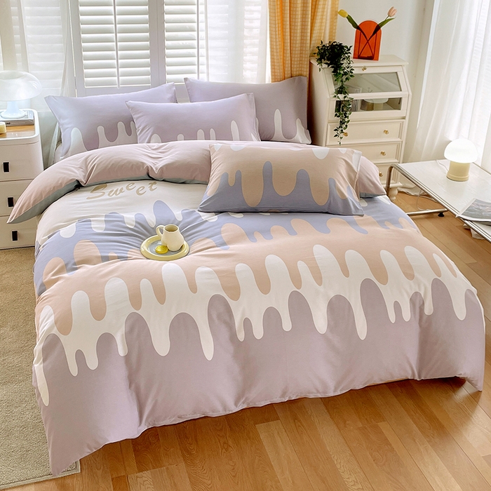 91家纺网 家纺一手货源 找家纺 金鑫汇家纺 2026新款13070全棉单品套件系列-套件：四件套 奶油粉