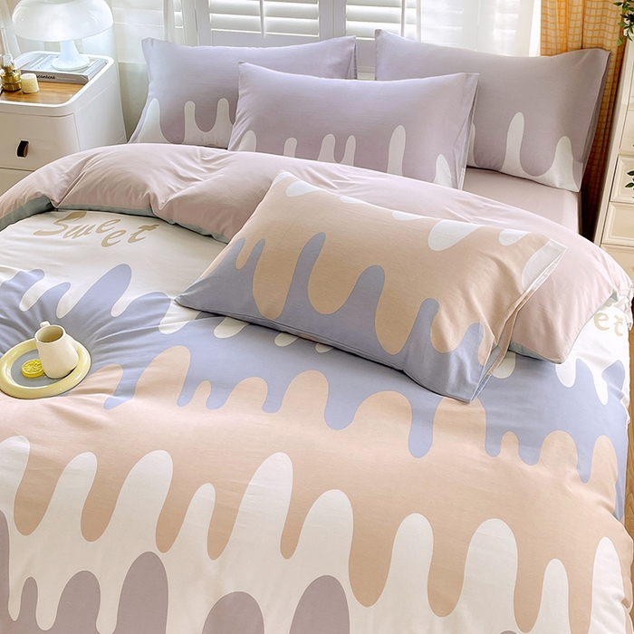 91家纺网 家纺一手货源 找家纺 金鑫汇家纺 2026新款13070全棉单品套件系列-套件：四件套 奶油粉