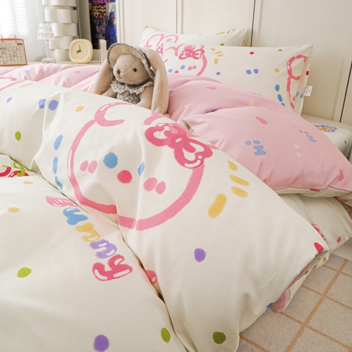 91家纺网 家纺一手货源 找家纺 金鑫汇家纺 2026新款13070全棉单品套件系列-套件：四件套 奇趣小兔