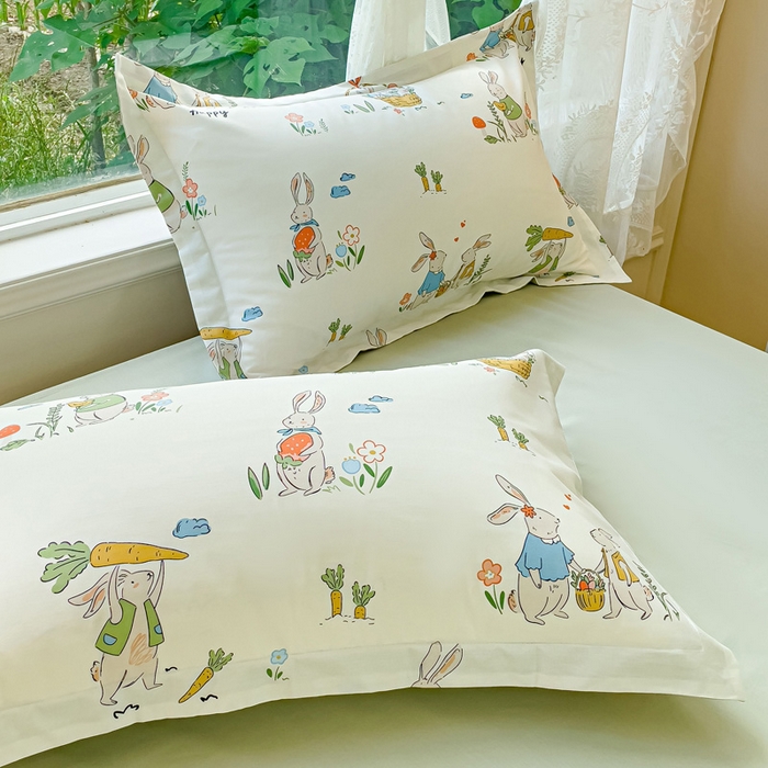 91家纺网 家纺一手货源 找家纺 金鑫汇家纺 2026新款13070全棉单品套件系列-套件：四件套 收获满满绿色