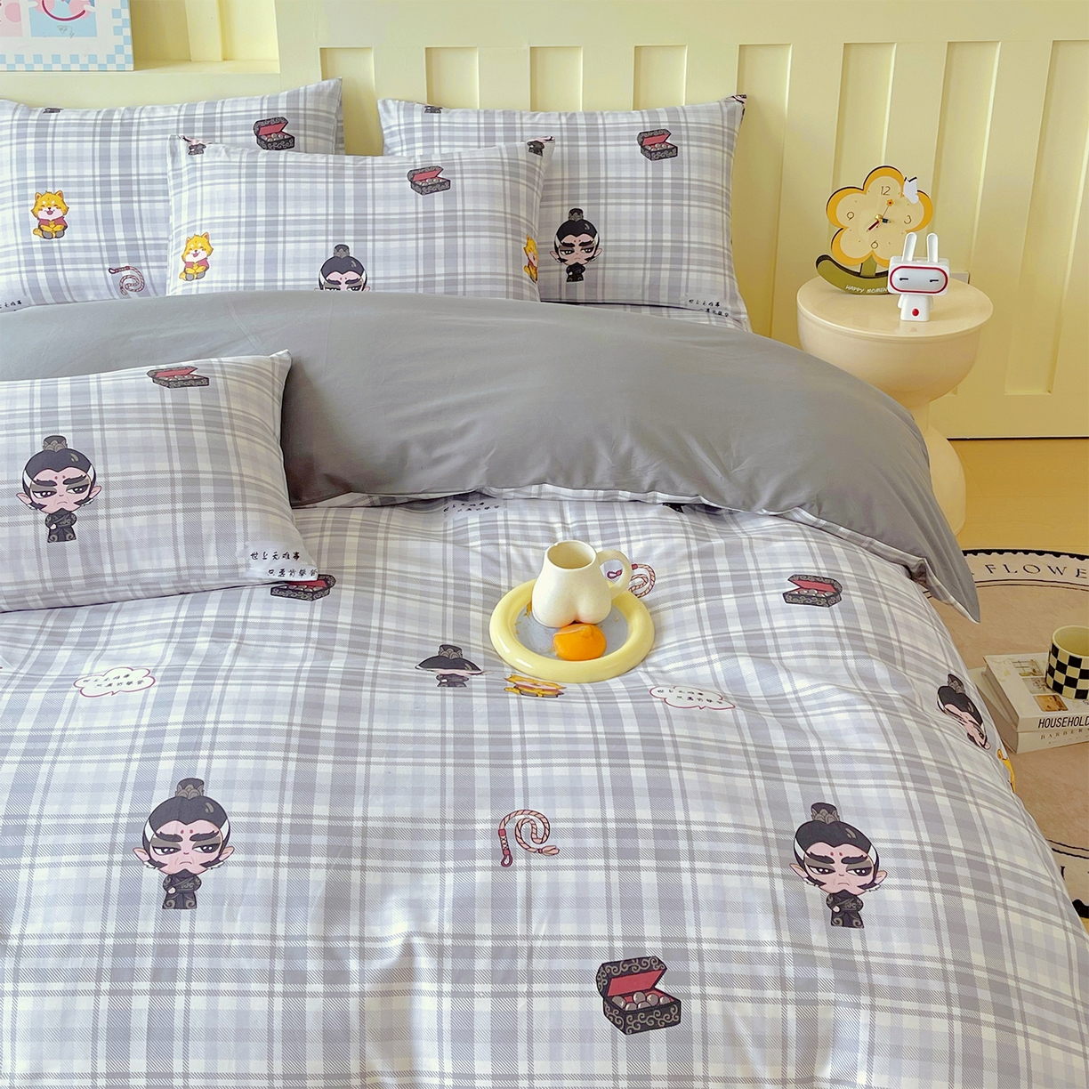 91家纺网 家纺一手货源 找家纺 金鑫汇家纺 2026新款13070全棉单品套件系列-套件：四件套 无畏申公豹-灰