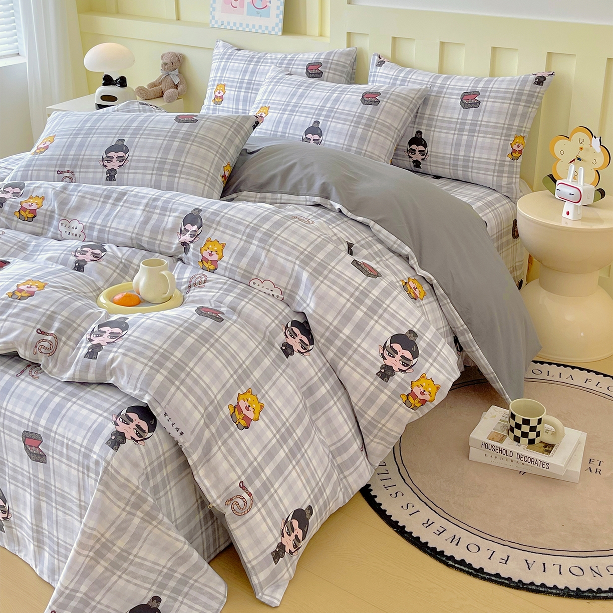 91家纺网 家纺一手货源 找家纺 金鑫汇家纺 2026新款13070全棉单品套件系列-套件：四件套 无畏申公豹-灰