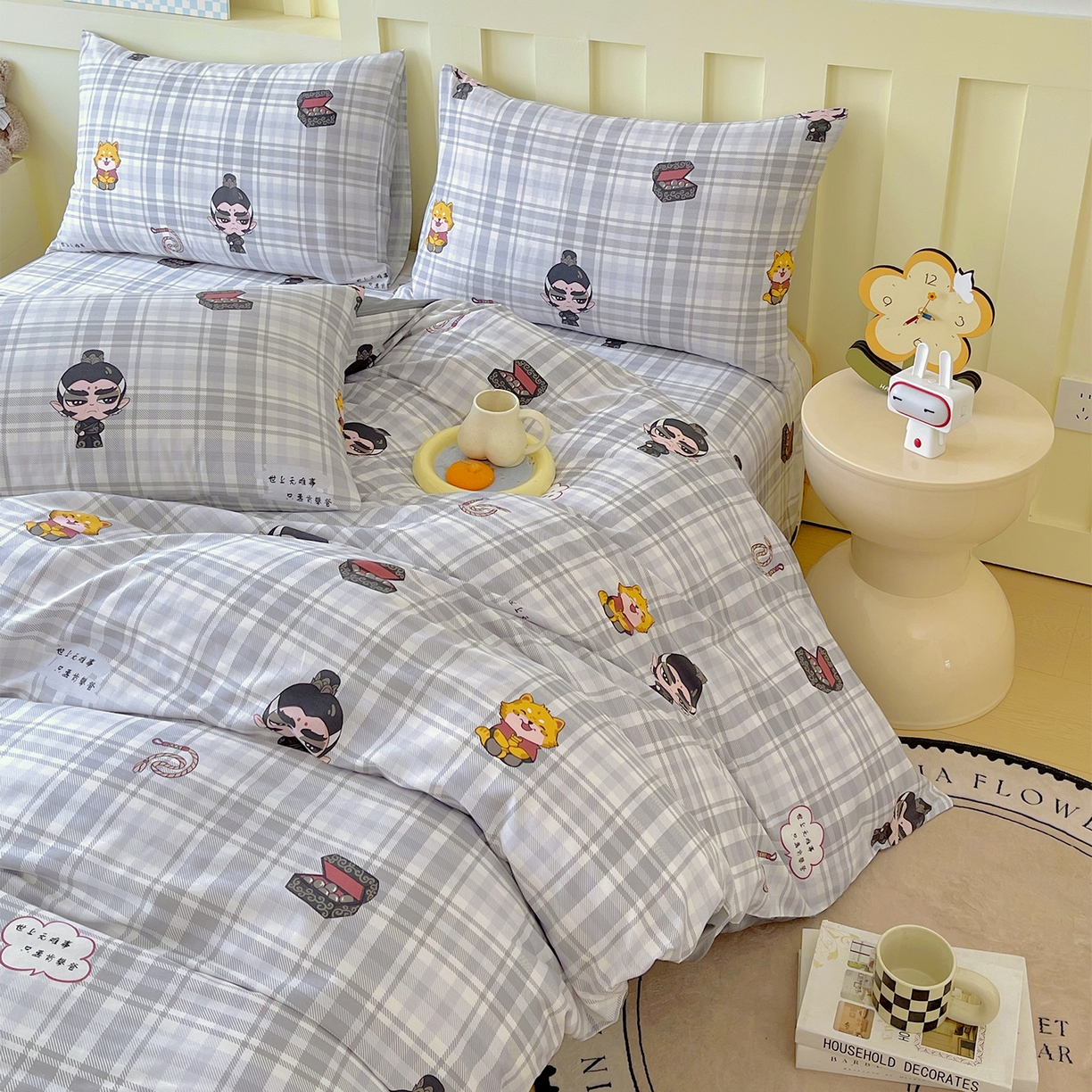 91家纺网 家纺一手货源 找家纺 金鑫汇家纺 2026新款13070全棉单品套件系列-套件：四件套 无畏申公豹-灰