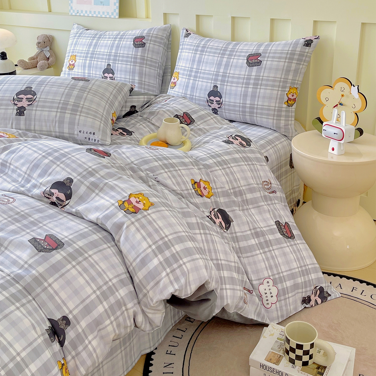 91家纺网 家纺一手货源 找家纺 金鑫汇家纺 2026新款13070全棉单品套件系列-套件：四件套 无畏申公豹-灰