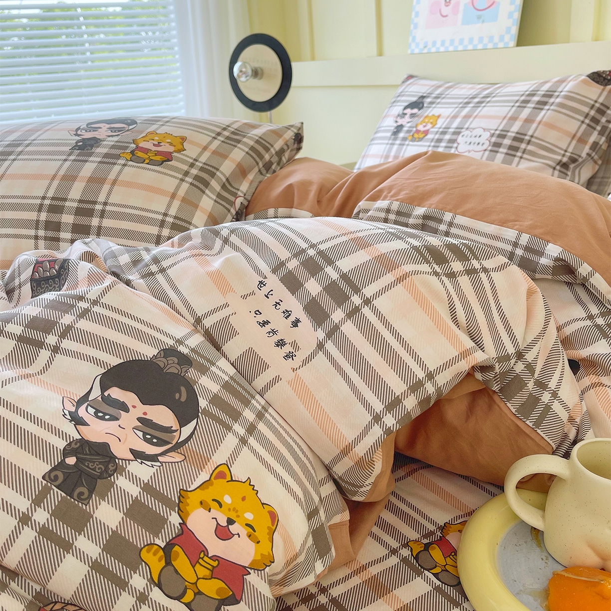 91家纺网 家纺一手货源 找家纺 金鑫汇家纺 2026新款13070全棉单品套件系列-套件：四件套 无畏申公豹-咖