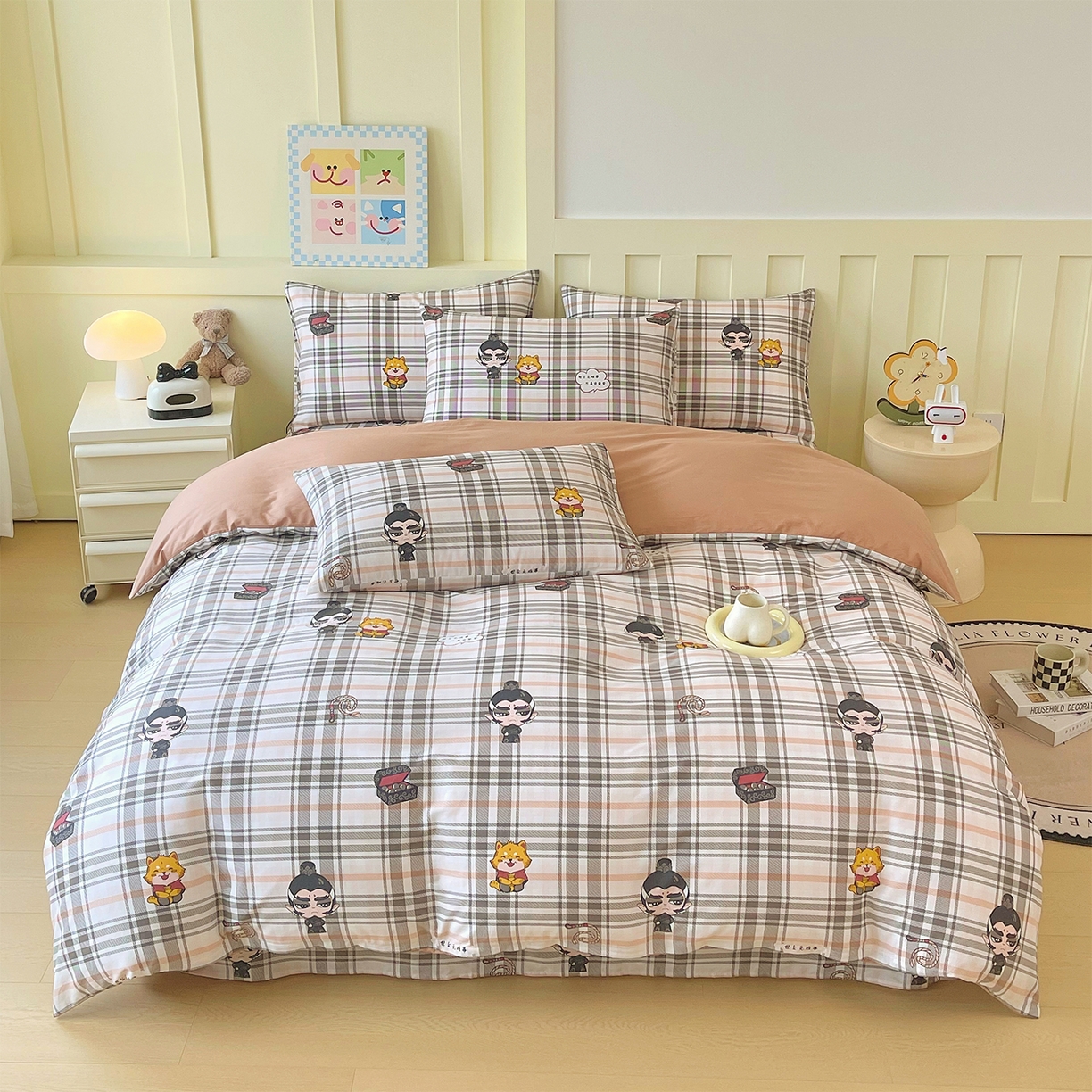 91家纺网 家纺一手货源 找家纺 金鑫汇家纺 2026新款13070全棉单品套件系列-套件：四件套 无畏申公豹-咖