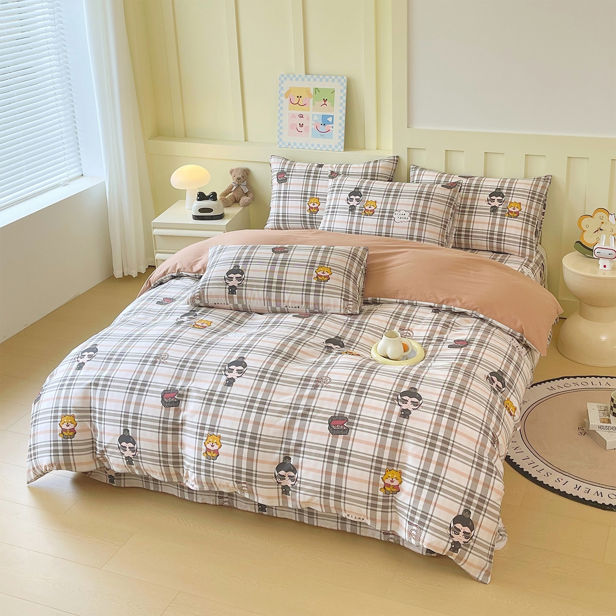 91家纺网 家纺一手货源 找家纺 金鑫汇家纺 2026新款13070全棉单品套件系列-套件：四件套 无畏申公豹-咖