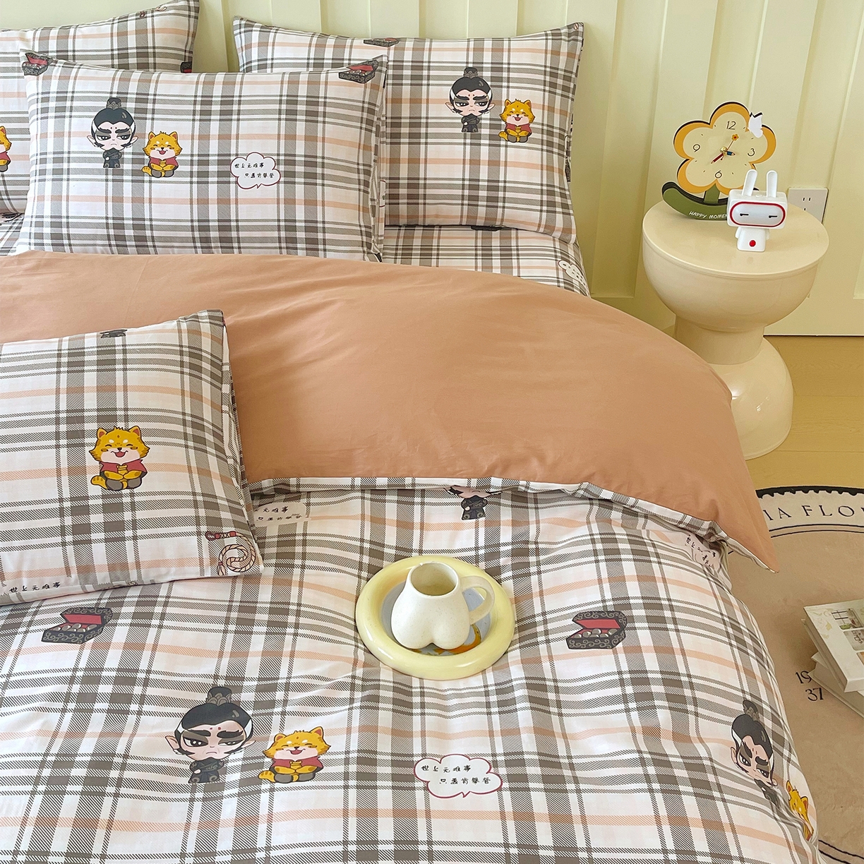 91家纺网 家纺一手货源 找家纺 金鑫汇家纺 2026新款13070全棉单品套件系列-套件：四件套 无畏申公豹-咖