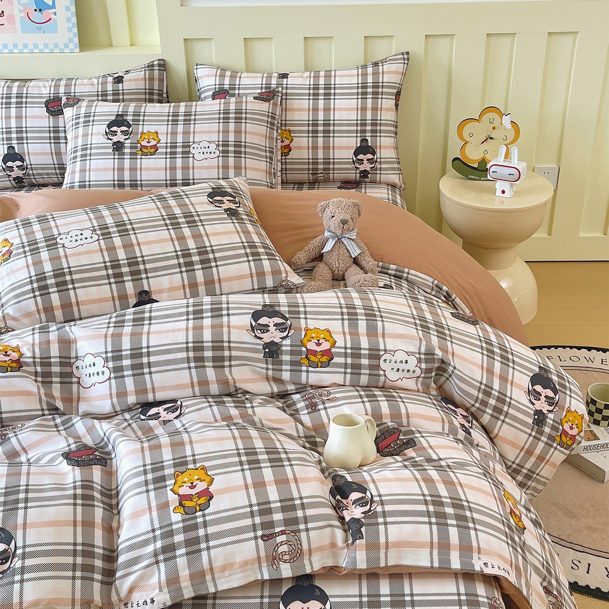 91家纺网 家纺一手货源 找家纺 金鑫汇家纺 2026新款13070全棉单品套件系列-套件：四件套 无畏申公豹-咖