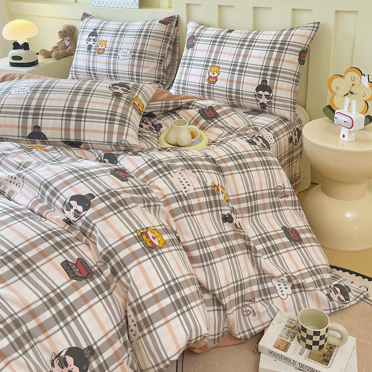 91家纺网 家纺一手货源 找家纺 金鑫汇家纺 2026新款13070全棉单品套件系列-套件：四件套 无畏申公豹-咖