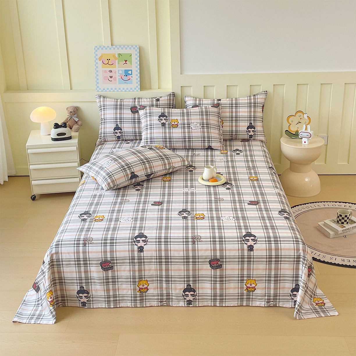 91家纺网 家纺一手货源 找家纺 金鑫汇家纺 2026新款13070全棉单品套件系列-套件：四件套 无畏申公豹-咖