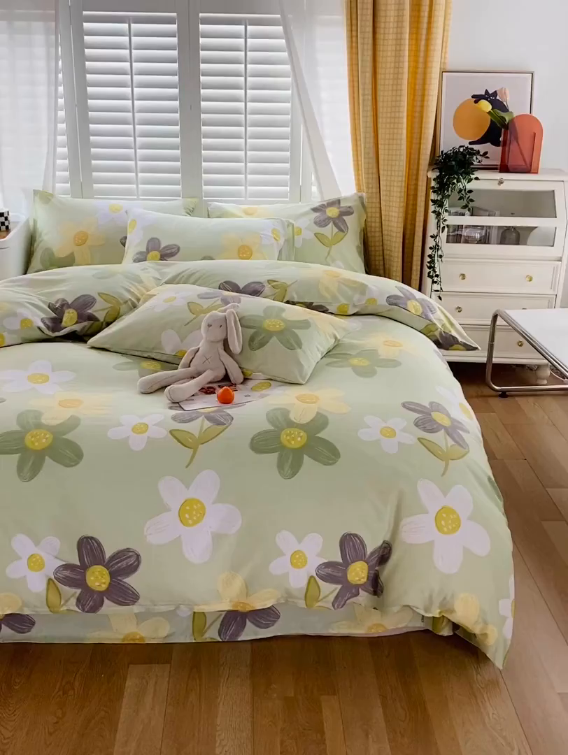 91家纺网 家纺一手货源 找家纺 金鑫汇家纺 2026新款13070全棉单品套件系列-套件：四件套 五彩缤纷