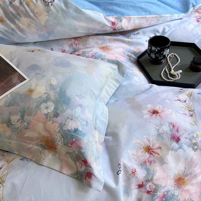 91家纺网 家纺一手货源 找家纺 金鑫汇家纺 2026新款13070全棉单品套件系列-套件：四件套 雾里寻花